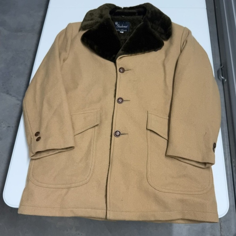 Vintage Shanhouse Sports Outerwear Faux Fur Lined Car Coat Tan Mens 40